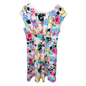 UEC - ELLE Women's Dress Large Floral Print Sleeveless Scoop Neck Dress